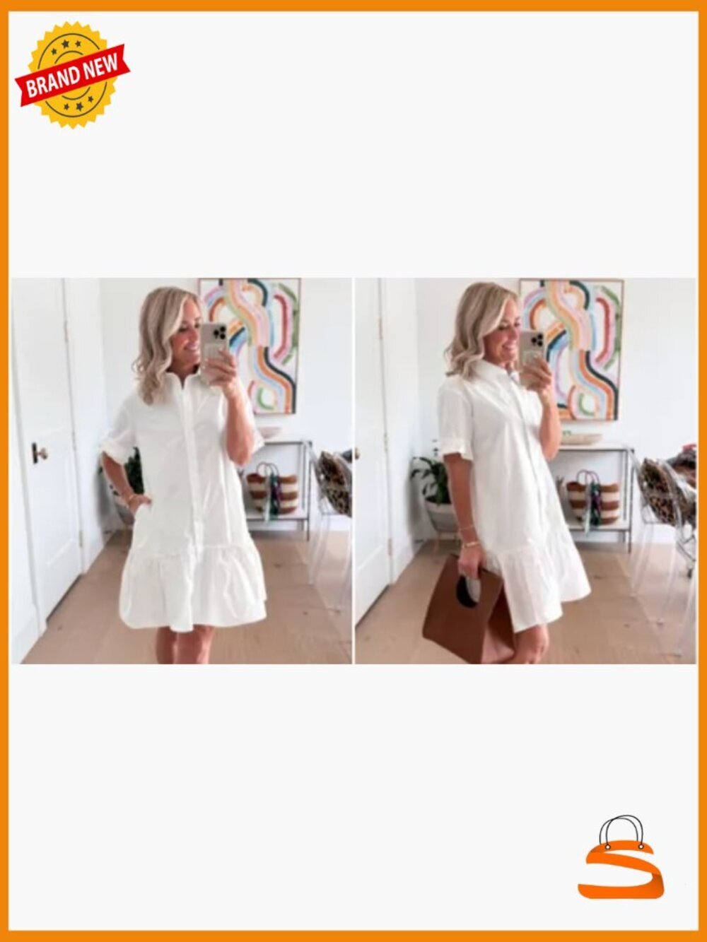 Drop Waist Ruffle Mini Dress with Pockets - Picture 7 of 7